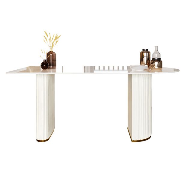 Sintered Stone White Dining Table Simplicity Double Pedestal Table for Dining Room Clearhalo ' dining_table' 'Dining Tables & Seating' 'Dining Tables' 'Furniture' 'furniture_dining_table' 'Kitchen & Dining Furniture' 'kitchen&dining_furn' 'kitchen' 'kitchen_dining_table' 1200x1200_deb55598-e669-47a8-9dac-621e8f2a3d39