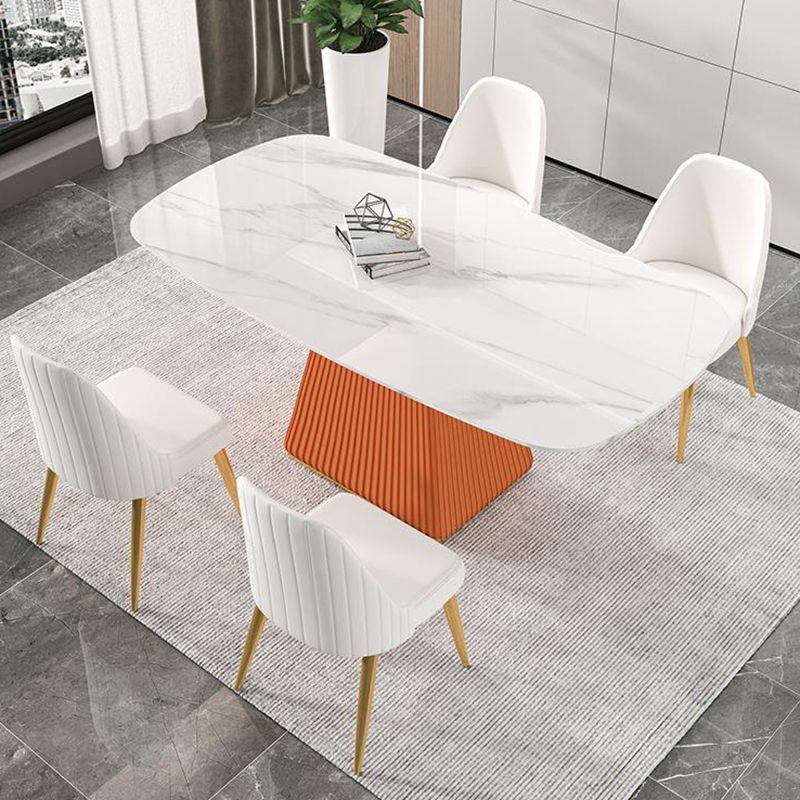 Mesa de comedor rectangular de piedra sinterizada moderna para uso doméstico