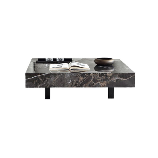 Contemporary Stone Coffee Table Rectangle Sled Coffee Cocktail Table