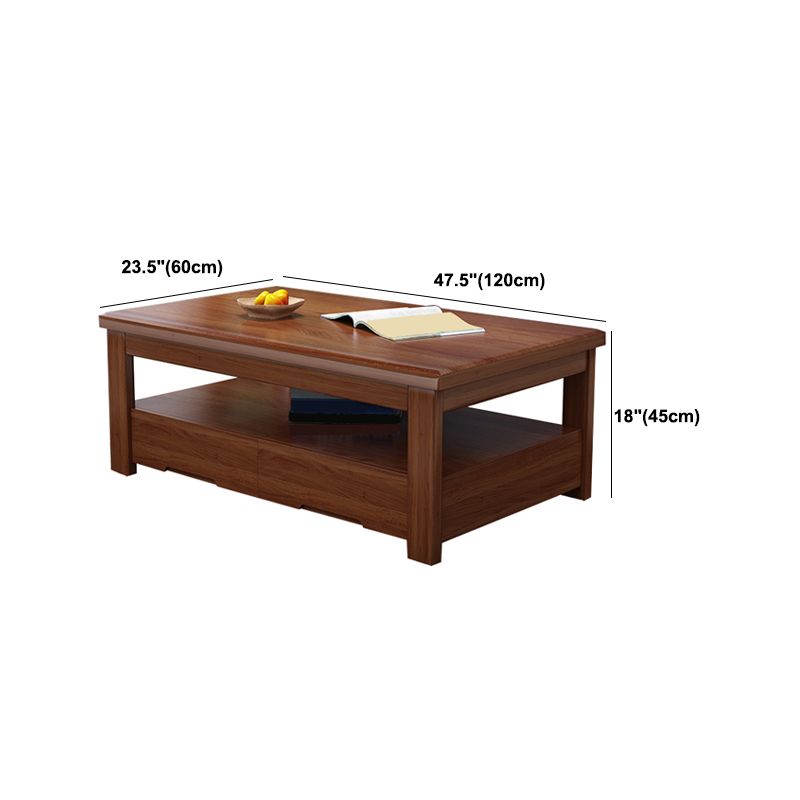 Solid Wood Coffee Table Scandinavian 4 Legs Cocktail Table with Storage Shelf Clearhalo 'Coffee & Accent Tables' 'Coffee Tables' 'coffee_tables' 'furn' 'furn_coffee_tables' 'Furniture' 'Living Room Furniture' 1200x1200_deba2bab-8ba9-4a02-b08c-27e3ed2a2ccf