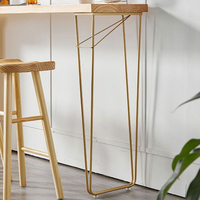 Natural Wood Counter Table with Rectangle Table Top Double Pedestal Table - 41.3" H Clearhalo 'Bar Furniture' 'Bar Tables' 'bar_tables' 'furn' 'furn_bar_tables' 'Furniture' 'furniture_bar_tables' 'Kitchen & Dining Furniture' 1200x1200_debafec8-e465-4c4a-ad73-e6d0f1779fd0