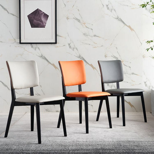 Faux Leather Kitchen Dining Chairs Upholstered Side Chairs with Wood Base