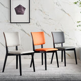 フェイクレザーキッチンダイニングチェアウッドベースの布張りのサイドチェア