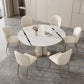 Metal and Slate Table Modern Home Retractable Round Dining Table