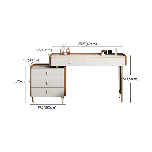 Tavolino da top in pietra in stile glam per vanità arancione camera da letto