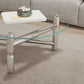 Modern Round Glass Coffee Table Stainless Steel 3 Legs Cocktail Table