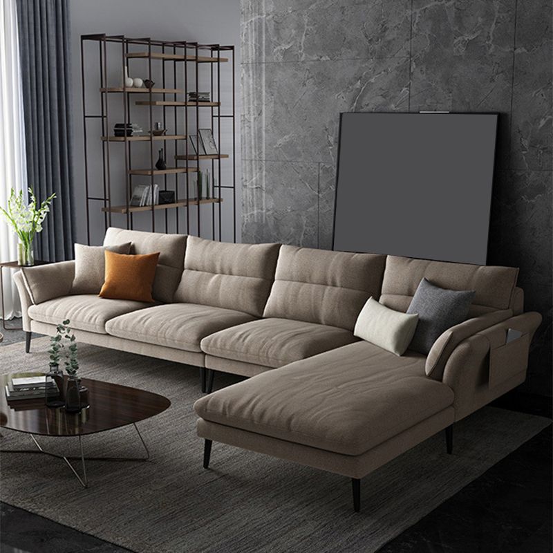 Flared Arm Fabric Sectional with Storage 4-seater Sofa & Chaise Clearhalo 'furn' 'furn_sectionals' 'Furniture' 'Living Room Furniture' 'Sectionals' 1200x1200_debd71ee-30f6-49a6-af21-9d30cc3f3148
