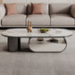 Elliptical Slate Top Coffee Table 1 -shelf Glam Cocktail Table with 1 - Drawer