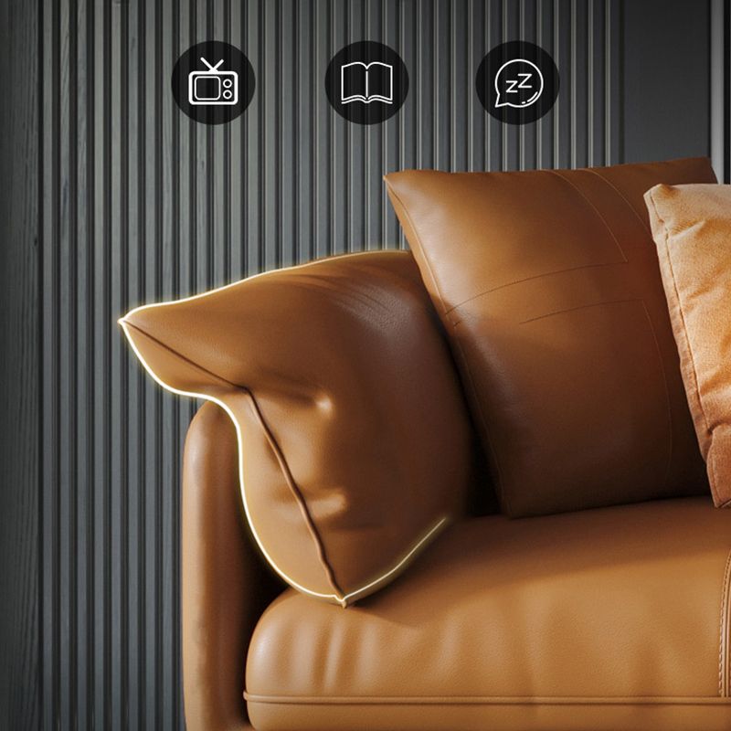 オレンジモダン3/4/5席ソファ本物/フェイクレザータキシードアームソファ