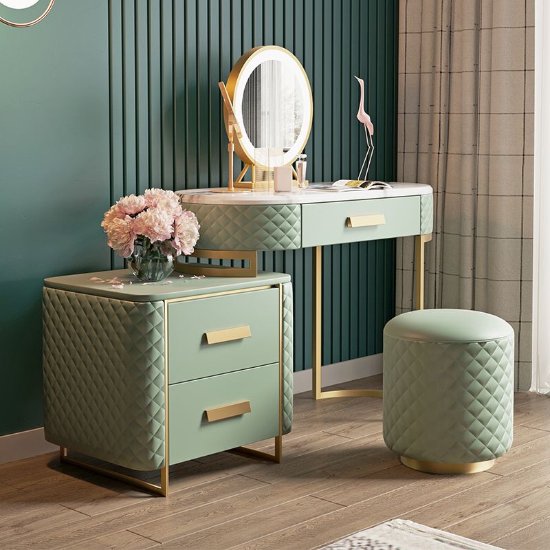Green Makeup Vanity Desk 30.31" High Vanity Tables with 3 Drawer Clearhalo 'Bedroom Furniture' 'furn' 'furn_makeup_vanities' 'Furniture' 'Makeup Vanities' 'makeup_vanities' 1200x1200_dec37d93-8102-452d-a4ea-045fdb119e28