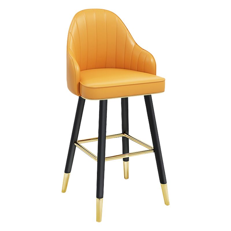 Modern Armless Backrest Counter Stool Steel Household Bar Stool with Pedal and Cushion Clearhalo 'Bar Furniture' 'Bar Stools' 'bar_stools' 'furn' 'furn_bar_stools' 'furniture_bar_stools' 'Kitchen & Dining Furniture' 'kitchen&dining_furn' 'kitchen' 'kitchen_furn' Furniture' 1200x1200_dec38245-7a1b-4a43-b69c-71d8d823527b