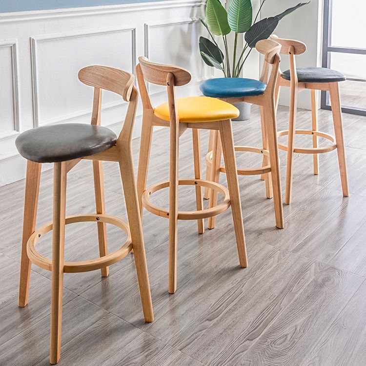 Modern Armless Backrest Counter Stool Wood Household Bar Stool with Cushion and Pedal Clearhalo 'Bar Furniture' 'Bar Stools' 'bar_stools' 'furn' 'furn_bar_stools' 'furniture_bar_stools' 'Kitchen & Dining Furniture' 'kitchen&dining_furn' 'kitchen' 'kitchen_furn' Furniture' 1200x1200_dec4a9ce-0f16-41bb-bab4-381506072e1c