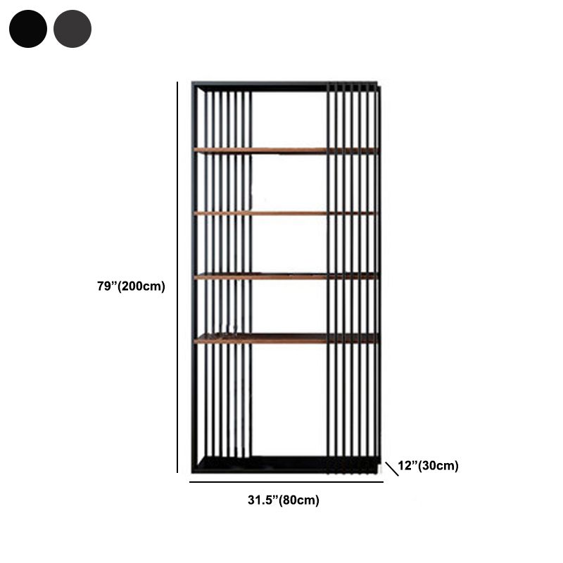 Contemporary Metal and Wooden Shelf Open Shelf Bookcase with Shelves Clearhalo 'Bookcases' 'furn' 'furn_bookcases' 'Furniture' 'Office Furniture' 1200x1200_dec7c020-ce73-4bb2-a281-6df2c0625033