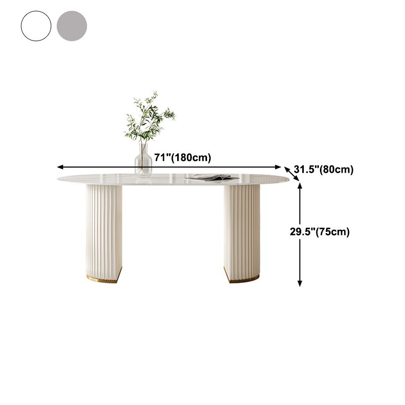 Traditional Luxury Dining Table White Stone Oval Dining Table for Kitchen