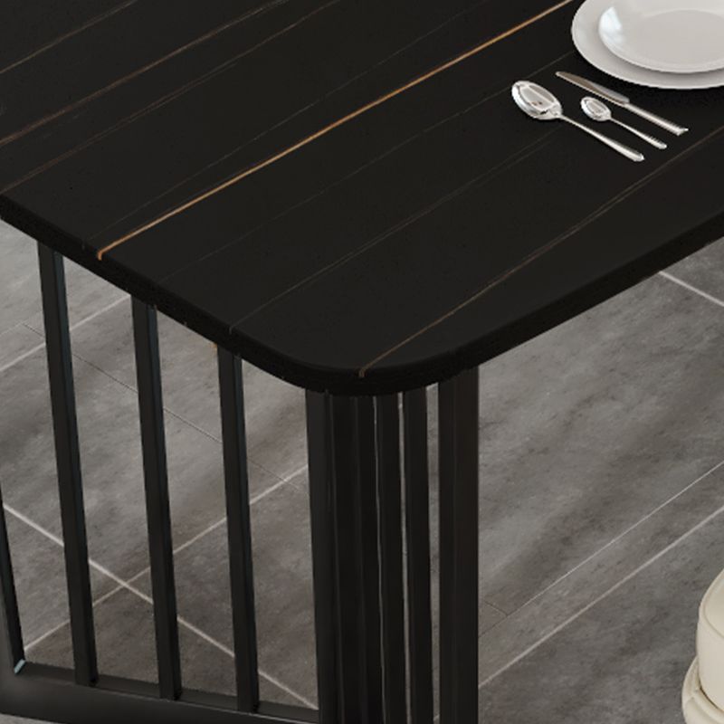Black Metal Double Pedestal Dining Table Industrial Rectangle Fixed Table Clearhalo 'Dining Tables & Seating' 'Dining Tables' 'dining_table' 'furn' 'furn_dining_table' 'Furniture' 'furniture_dining_table' 'Kitchen & Dining Furniture' 'kitchen' 'kitchen_dining_table' 1200x1200_dec99393-a04e-40ba-be2d-8c854f31c565