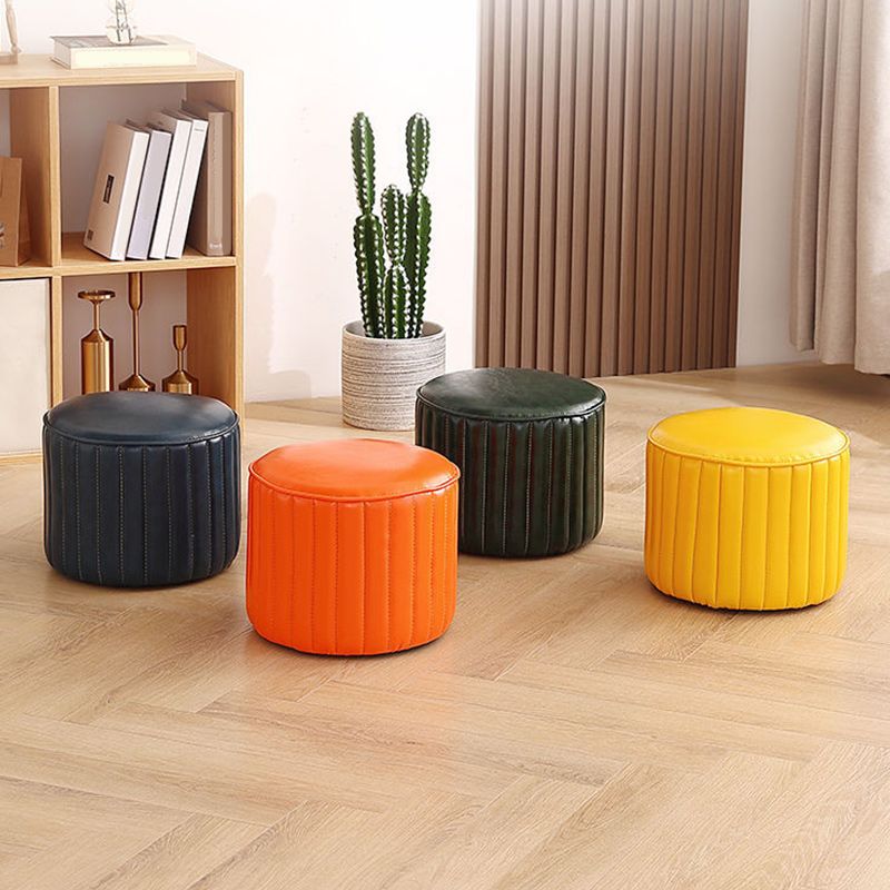 Modern Pouf Ottoman Faux Leather Upholstered Solid Color Cylinder Shape Ottoman Clearhalo 'furn' 'furn_ottomans_poufs' 'Furniture' 'Living Room Furniture' 'Ottomans & Poufs' 'ottomans_poufs' 1200x1200_deca1e66-2255-41a4-9695-fe1e8dec299a