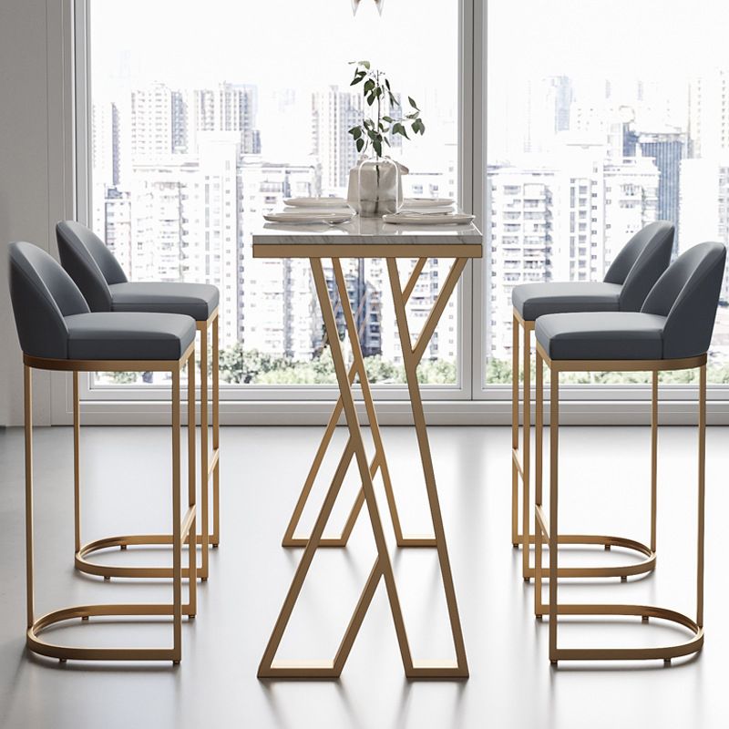 Glam Style 1/2/5 Pieces Bar Table Set Rectangle Bar Table with Metal High Stools for Home Clearhalo 'Bar Furniture' 'furn' 'furn_home_bar_bar_sets' 'Furniture' 'Home Bars & Bar Sets' 'home_bar_bar_sets' 'Kitchen & Dining Furniture' 1200x1200_deca7cb6-e98e-4bfd-959e-234d6e7d75aa