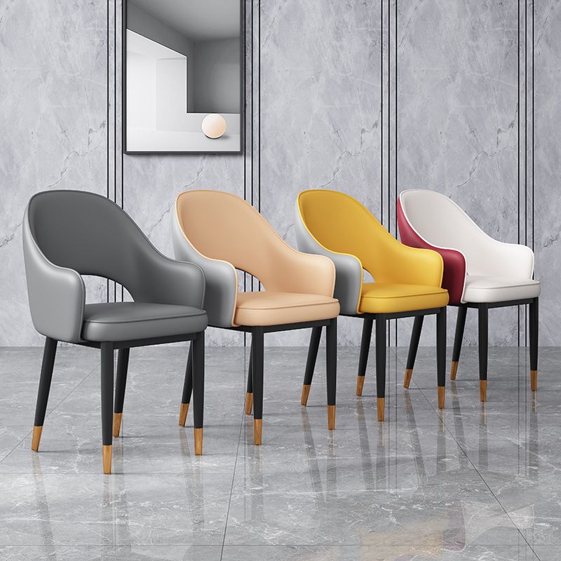 Glam Open Back Dining Arm Chair Leather Dining Chair for Kitchen Clearhalo 'Dining Chairs' 'Dining Tables & Seating' 'dining_chair' 'furn' 'furn_dining_chair' 'Furniture' 'furniture_dining_chair' 'Kitchen & Dining Furniture' 1200x1200_decba99b-8817-419a-8b49-fa58a2924baf