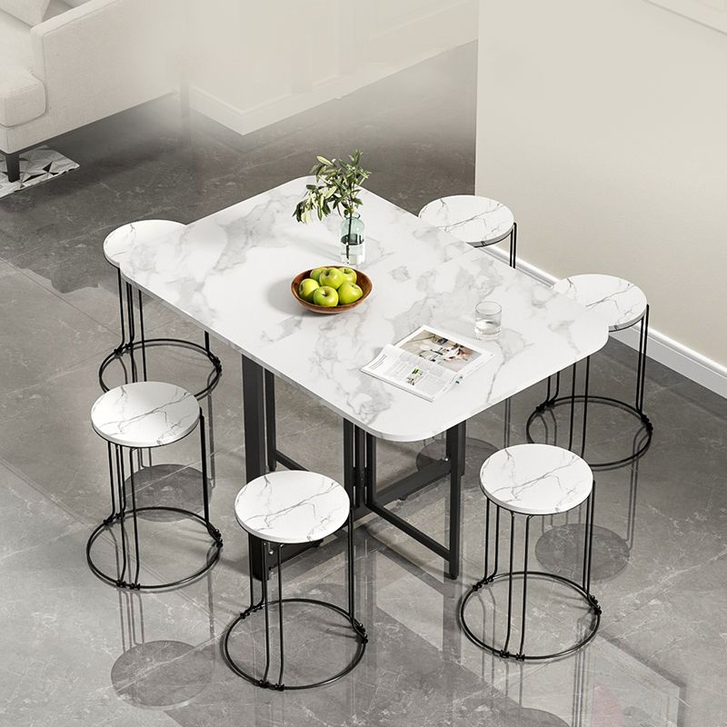 Contemporary Style Traditional Height Dining Set with Foldable Table and Trestle Base Clearhalo 'Dining Room Sets' 'Dining Tables & Seating' 'dining_room_set' 'Furniture' 'furniture_dining_room_set' 'Kitchen & Dining Furniture' 'kitchen&dining_furn' 'kitchen' 1200x1200_dece9e86-f365-4e25-8653-479fac182e59
