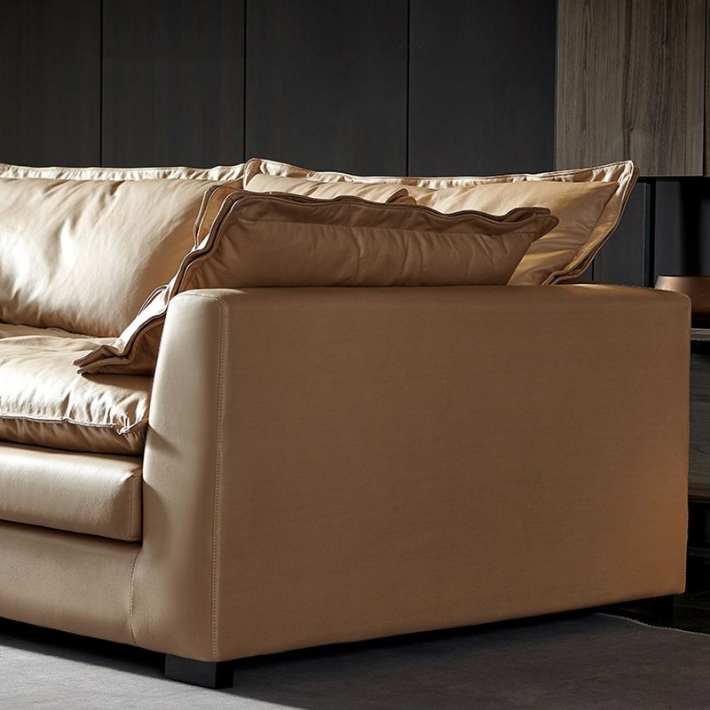 Beach Standard Sofa with Bolster Pillows 33.46"High Fabric Settee with Square Arm, Beige Clearhalo 'furn' 'furn_sofas' 'Furniture' 'furniture_sofas' 'Living Room Furniture' 'Sofa' 'sofas' 1200x1200_decfd33f-f57a-411d-a97f-51d5be20410a