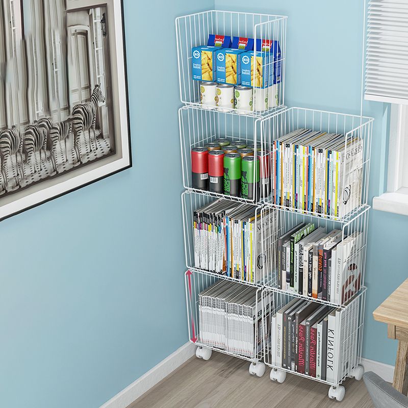 Modern Style Bookshelf Standard Closed Back Metal Bookcase for Home with Wheels Clearhalo 'Bookcases' 'furn' 'furn_bookcases' 'Furniture' 'furniture_bookcases' 'Office Furniture' 1200x1200_ded2a5cb-c9cf-47c9-986c-e4d82f97b717