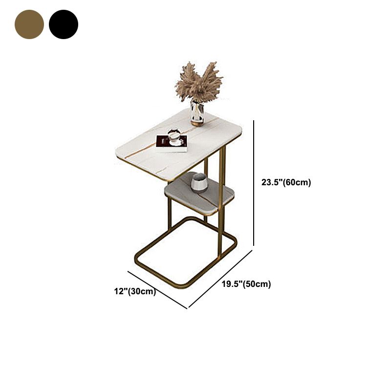 Rectangular C Side End Table Minimalist Slate Side End Table
