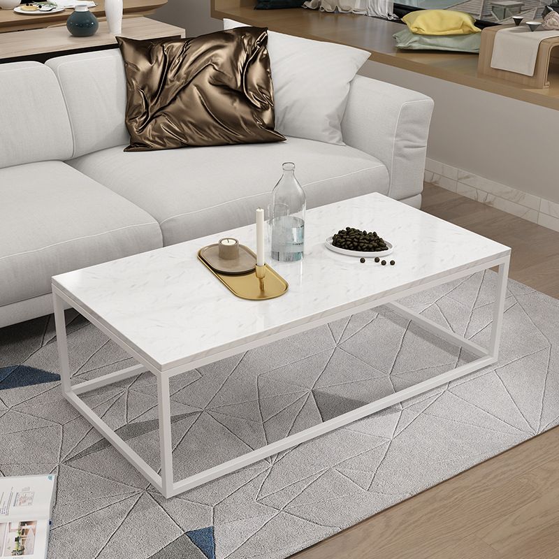 Glam Style Rectangle Coffee Table with Metal Frame Base and Marble Top Clearhalo 'Coffee & Accent Tables' 'Coffee Tables' 'coffee_tables' 'furn' 'furn_coffee_tables' 'Furniture' 'Living Room Furniture' 1200x1200_ded6f446-0861-4fcf-ad88-0948d788f237