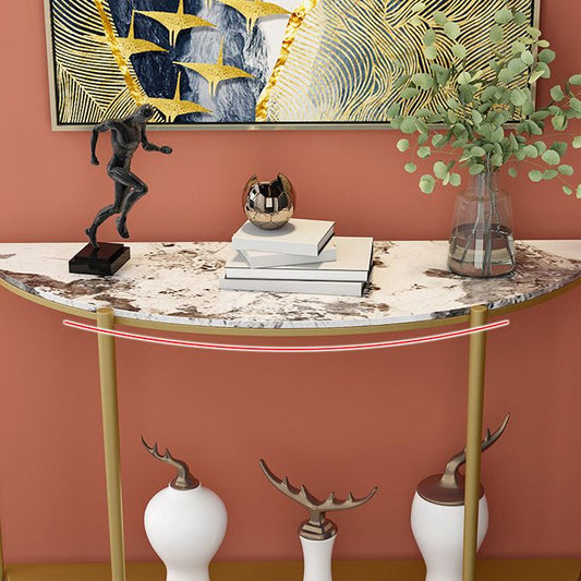 Stone Half Moon Console Table 33.46" Tall Legs Included Accent Table