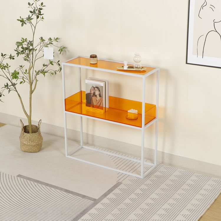 Open Scandinavian Etagere Bookshelf with White Iron Frame Acrylic Shelf Clearhalo 'Bookcases' 'furn' 'furn_bookcases' 'Furniture' 'furniture_bookcases' 'Office Furniture' 1200x1200_ded9d28b-2f46-4673-a566-9051f8dc9ff7