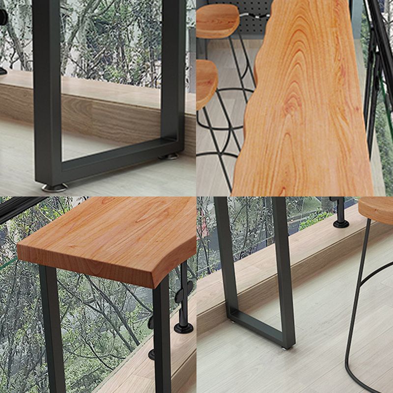 Brown Modern Style Table Solid Wood and Iron Coffee Shop Bar Table Clearhalo 'Bar Furniture' 'Bar Tables' 'bar_tables' 'furn' 'furn_bar_tables' 'Furniture' 'furniture_bar_tables' 'Kitchen & Dining Furniture' 1200x1200_dedd114b-0116-45c7-87fb-386a6dbefe9f