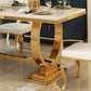 Mesa de comedor Glam Dining de imitación de mármol, mesa rectangular con base de metal para uso doméstico