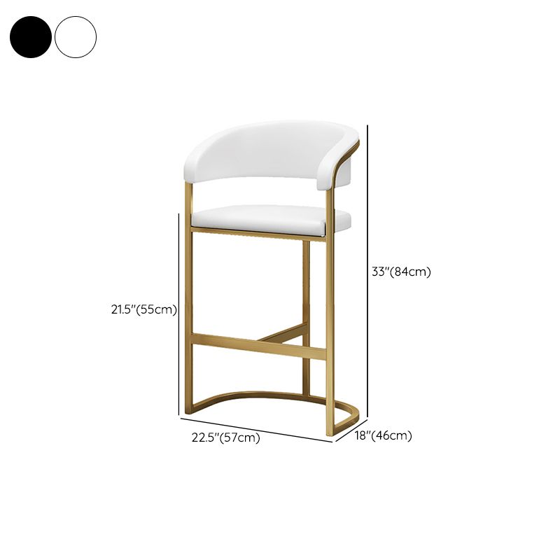 Glam Armrest Backrest Counter Stool Iron Bar Stool with Leather Cushion and Pedal Clearhalo 'Bar Furniture' 'Bar Stools' 'bar_stools' 'furn' 'furn_bar_stools' 'Furniture' 'Kitchen & Dining Furniture' 1200x1200_dedd8a5f-914b-4936-a16e-9644a2f97a4a