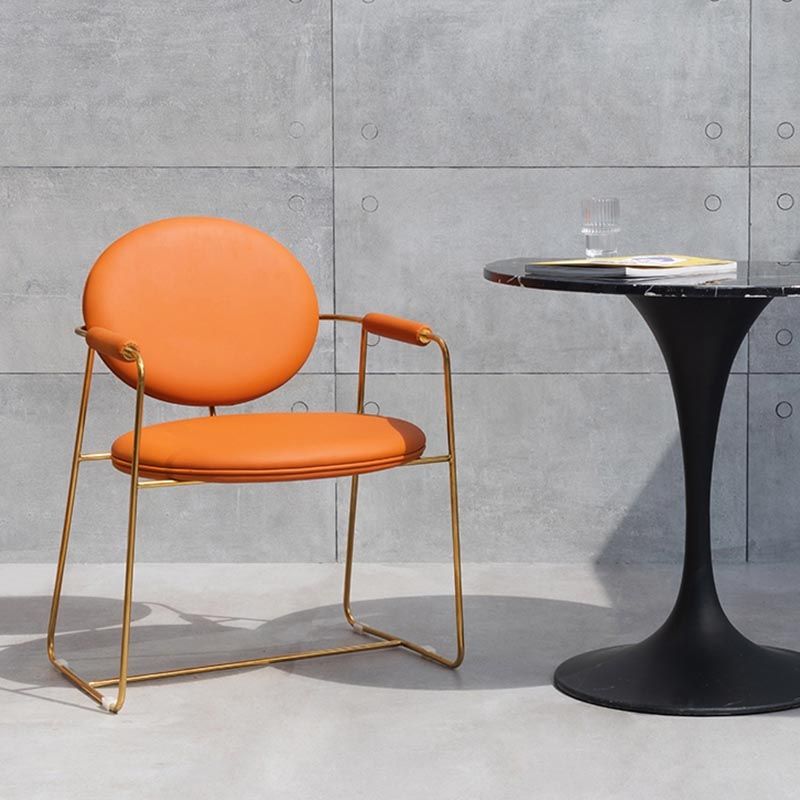 King Louis Back Dining Arm Chair Leather Upholstered Dining Chair