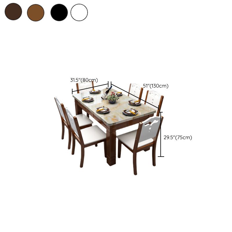 Mesa de comedor rectangular contemporánea Colección de comedor de mármol con 4 pies
