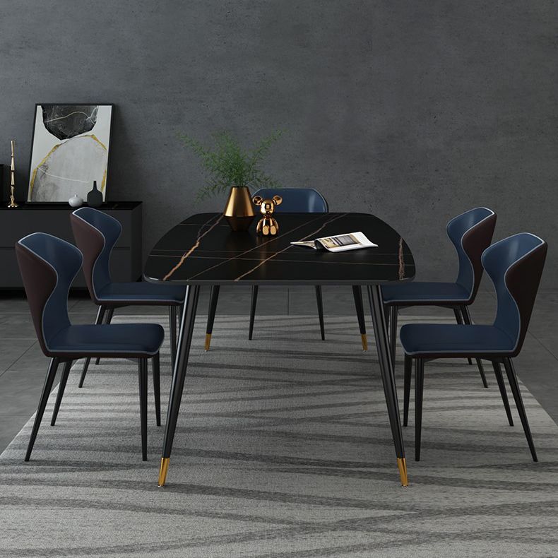 Industrial Style Stone Dining Table 4 Legs Dining Room Collection for Indoor Clearhalo 'Dining Tables & Seating' 'Dining Tables' 'dining_table' 'furn' 'furn_dining_table' 'Furniture' 'furniture_dining_table' 'Kitchen & Dining Furniture' 'kitchen' 'kitchen_dining_table' 1200x1200_dee18546-a5d4-43f3-b770-1828bf98a594