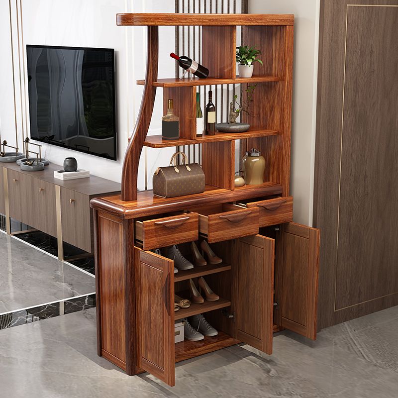 Solid Wood Cabinet in Brown 78.74" Tall Accent Cabinet with Drawers and Shelves Clearhalo 'Cabinets & Chests' 'cabinets_chests' 'furn' 'furn_cabinets_chests' 'Furniture' 'Living Room Furniture' 1200x1200_dee20104-3739-4719-b94c-f4b1d1a6ed21