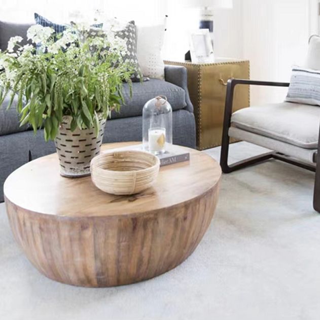 Distressed Wood Coffee Table Scandinavian 14.96" H 1 Single Cocktail Table