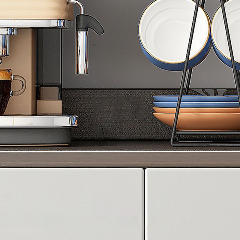 Gray Modern Sideboard Buffet Glass Doors Server for Living Room - Clearhalo