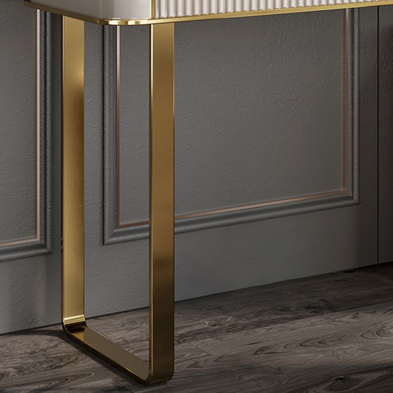 Vanidad blanca contemporánea con taburete de 17.72 "D Juego de tocador con 2 cajones