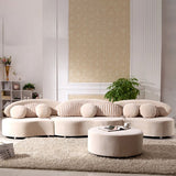 Living Room Contemporary Curved Armless Stationary Cushions Sofa