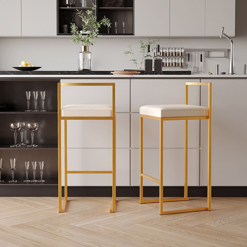 Luxurious Backrest Armless Counter Stool Upholstered Bar Stool with Metal Base Clearhalo 'Bar Furniture' 'Bar Stools' 'bar_stools' 'furn' 'furn_bar_stools' 'Furniture' 'Kitchen & Dining Furniture' 1200x1200_dee8115b-2f21-426a-a753-34858f0b6b00