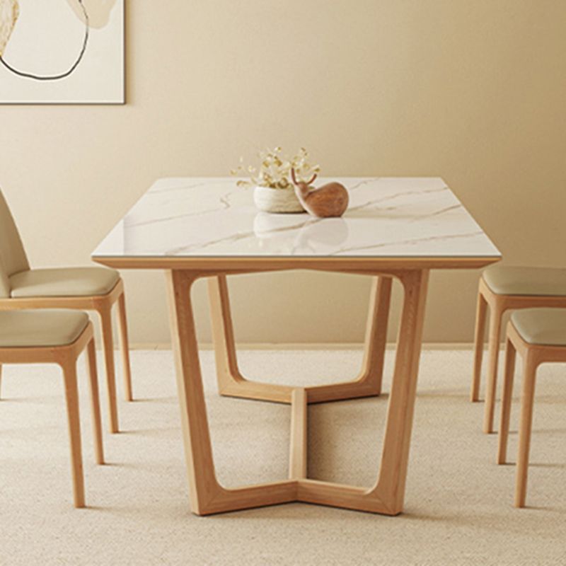 Industrial Dining Room Table Rectangle Stone Dining Site Table in White Clearhalo 'Dining Tables & Seating' 'Dining Tables' 'dining_table' 'furn' 'furn_dining_table' 'Furniture' 'Kitchen & Dining Furniture' 1200x1200_deed4efc-6a85-497f-b2b6-29395fe93353