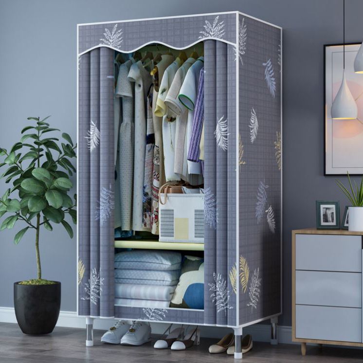 Modern Style Wardrobe Metal 1-Door Wardrobe Closet with Cloth Rod Clearhalo 'Armoires & Wardrobes' 'armoires_wardrobes' 'Bedroom Furniture' 'furn' 'furn_armoires_wardrobes' 'Furniture' 1200x1200_deee363b-6981-43a8-a00e-2adc80d5e3c8