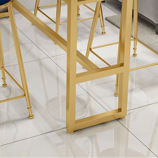 Glam Rectangle Faux Marble Bistro Table Indoor Iron Bar Dining Table with Trestle Pedestal Clearhalo 'Bar Furniture' 'Bar Tables' 'bar_tables' 'furn' 'furn_bar_tables' 'Furniture' 'furniture_bar_tables' 'Kitchen & Dining Furniture' 1200x1200_deee56f5-5b4f-476d-bd97-5e2b2ca2d3c7