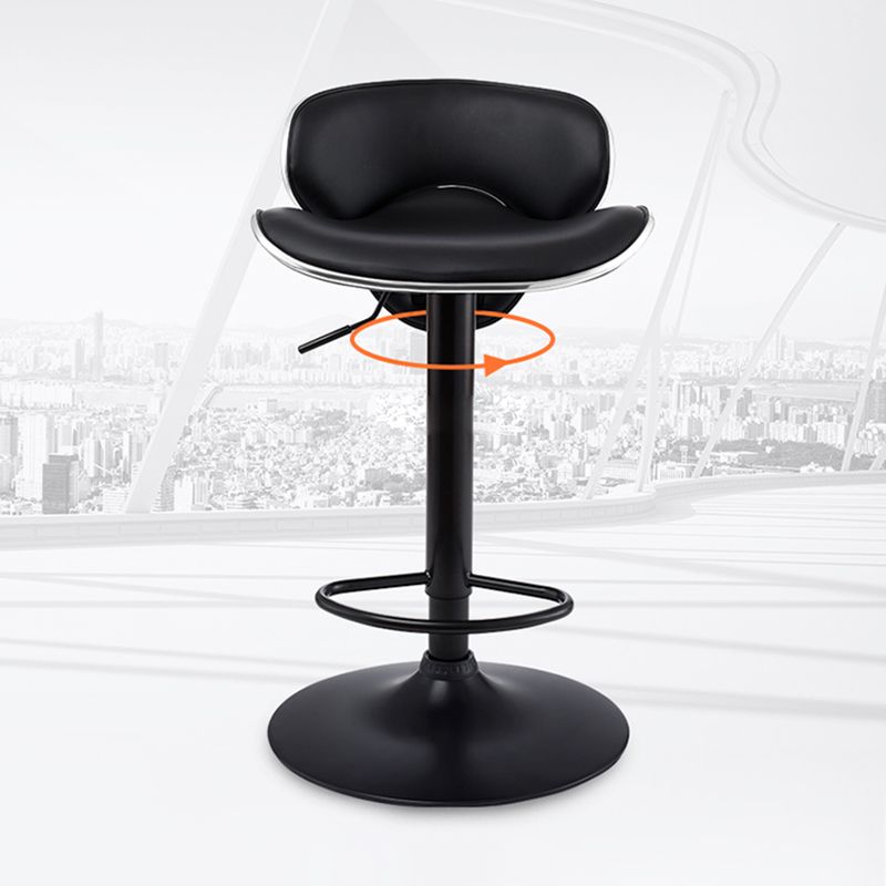 Adjustable Modern Counter Bar Stool Backrest Leather Bar Stool with Swivel in Black Clearhalo 'Bar Furniture' 'Bar Stools' 'bar_stools' 'furn' 'furn_bar_stools' 'furniture_bar_stools' 'Kitchen & Dining Furniture' 'kitchen&dining_furn' 'kitchen' 'kitchen_furn' Furniture' 1200x1200_deef88b9-5630-4fe1-92bb-401dbb84555f
