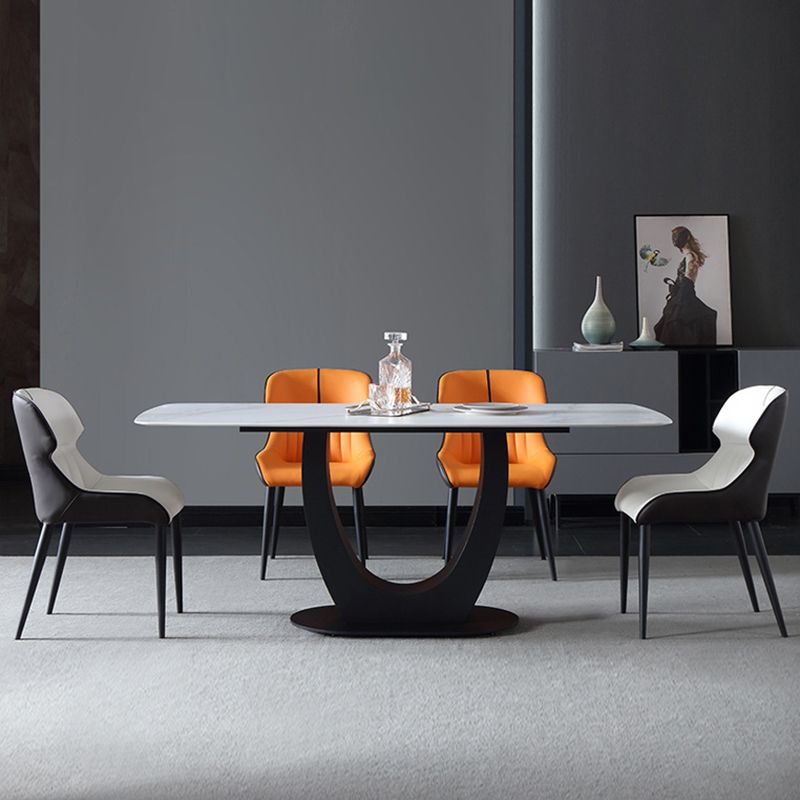 Industriële rechthoek eettafel gesinterde stenen tafel met metalen been voor thuis