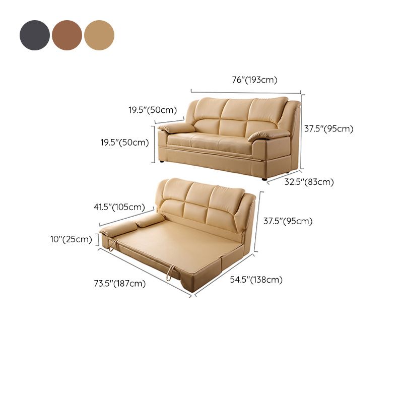 Modern Leather Pillow Top Arms Sleeper Sofa Biscuit Back Sofa Bed