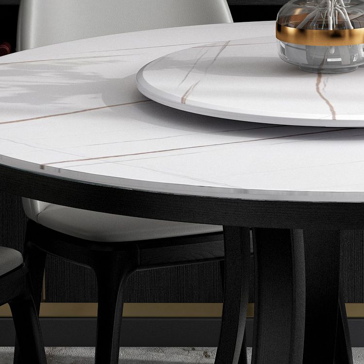 Contemporary Round Shape Table Sintered Stone White Standard Dining Table for Kitchen Clearhalo ' dining_table' 'Dining Tables & Seating' 'Dining Tables' 'furn' 'furn_dining_table' 'Furniture' 'furniture_dining_table' 'Kitchen & Dining Furniture' 'kitchen&dining_furn' 'kitchen' 'kitchen_dining_table' 1200x1200_def232bc-3674-4661-801a-a5bba817cf7d