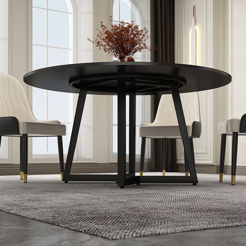 Modern Round Standard Height Dining Table Stone Double Pedestal Dining Table Clearhalo 'Dining Tables & Seating' 'Dining Tables' 'dining_table' 'furn' 'furn_dining_table' 'Furniture' 'furniture_dining_table' 'Kitchen & Dining Furniture' 'kitchen' 'kitchen_dining_table' 1200x1200_def4a196-7386-4b99-8b1e-1370fc3ea598