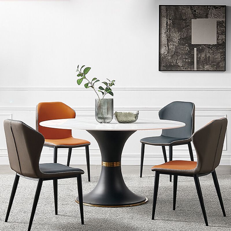 モダンスタイルの焼結石ダイニングラウンドテーブルセット1/3/4/5/7ピースダイニングセット